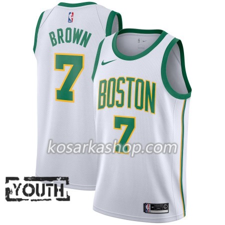 Dres Boston Celtics Jaylen Brown 7 Nike 2018-19 City Edition Bijela Swingman - Dječji